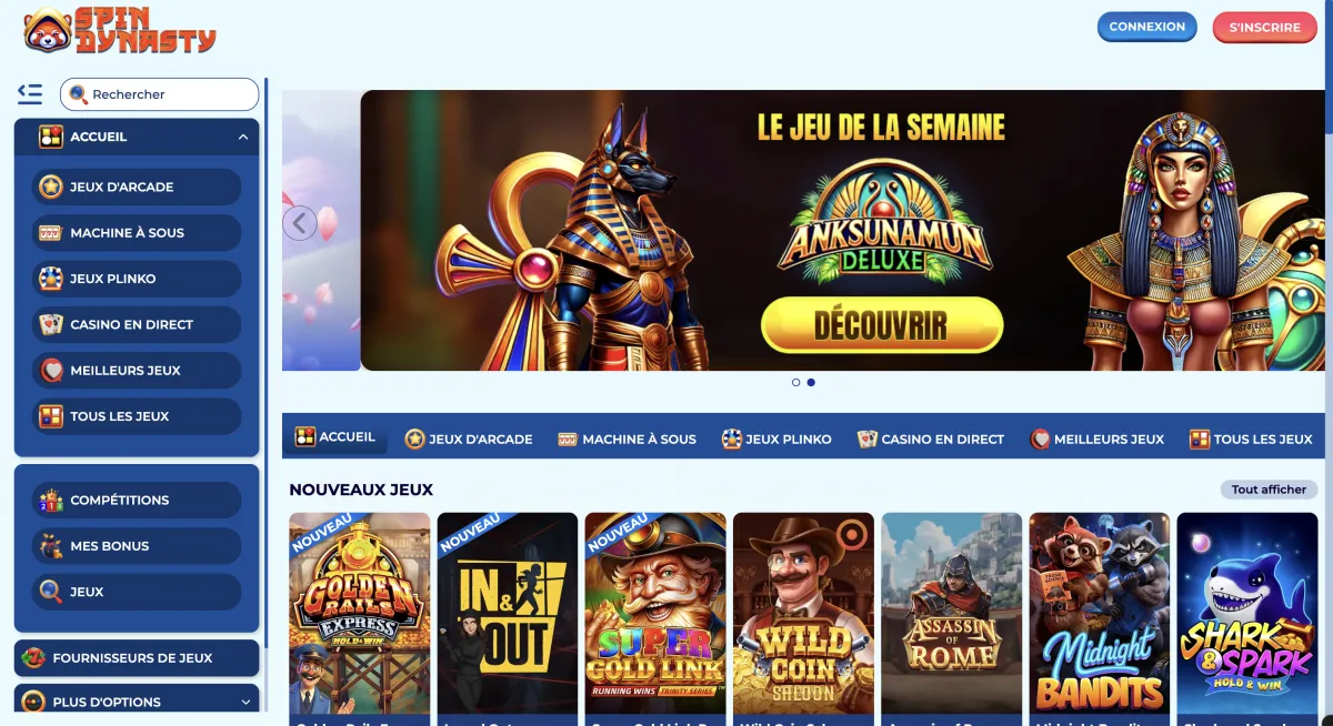 Capture d'écran du casino Spin Dynasty - casino sans wager n°5